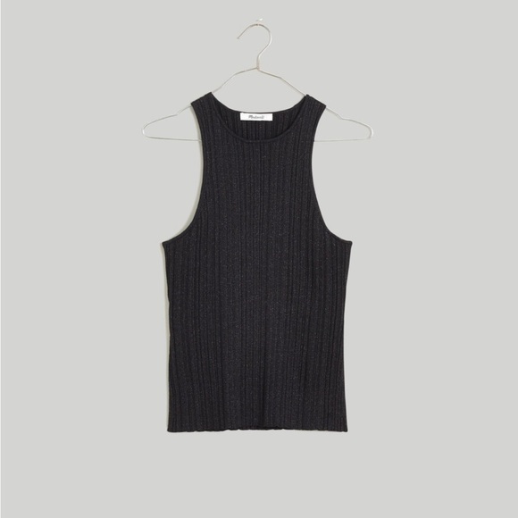 Madewell Tops - Madewell Black Signature Shimmer Knit Sweater Ribbed Knit Top